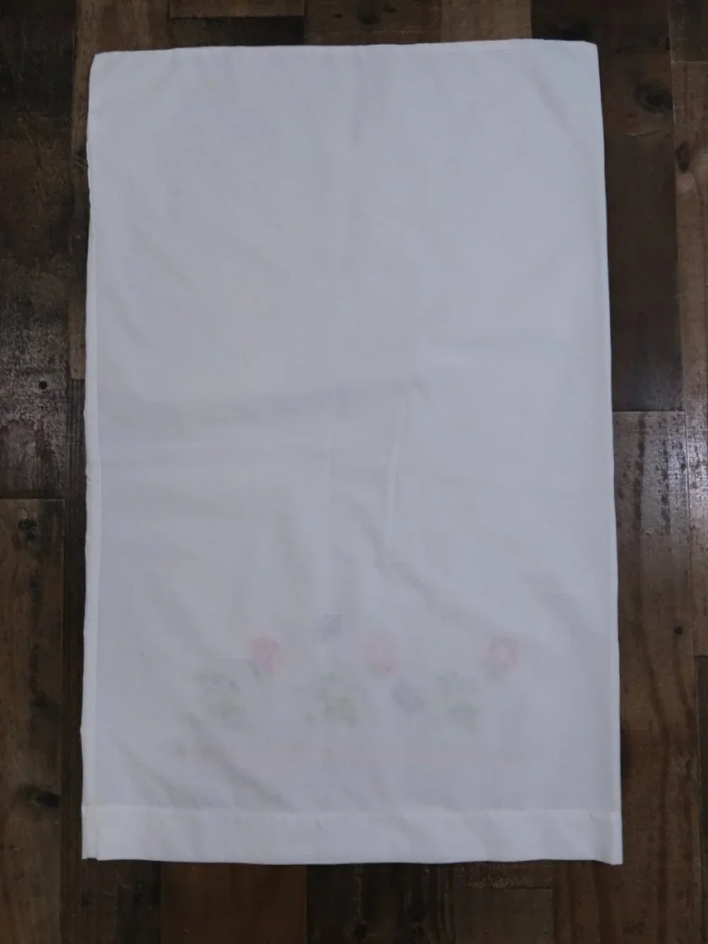 Pair of Embroidered Pillow Cases Roses Butterflies Vintage Linens Floral